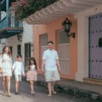 Family walking in the streets of Cartagena
