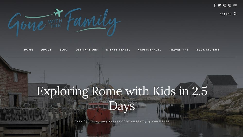 Screen grab of Gone with the Family website 