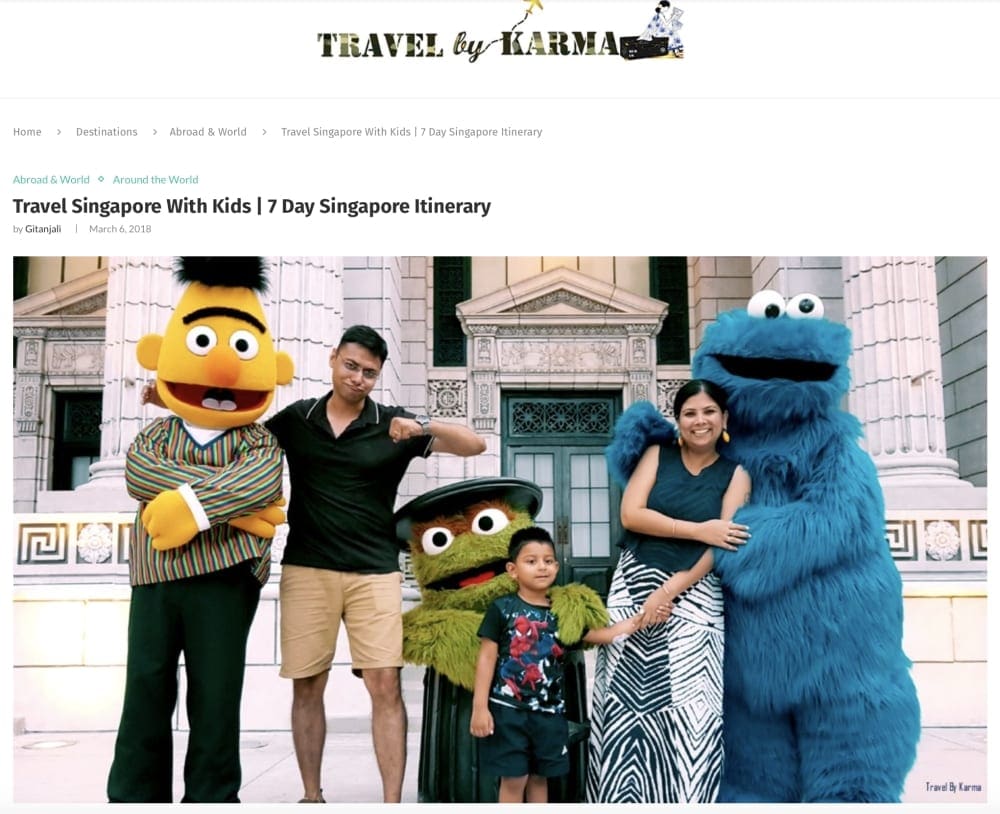 Website snapshot- 7 Day Singapore Itinerary, Itinerary Travel by Karma