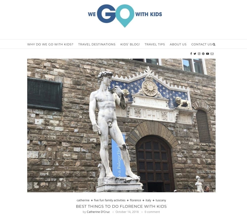 Website snapshot- Our Globetrotters- best itineraries Florence
