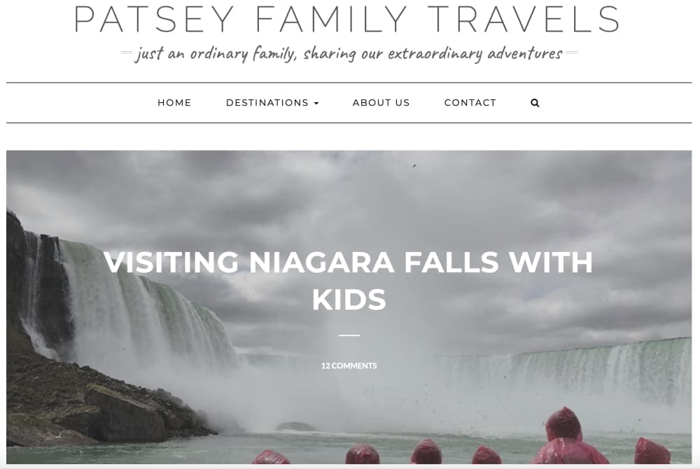 Screenshot of the blog written by Patsey Family Travels.