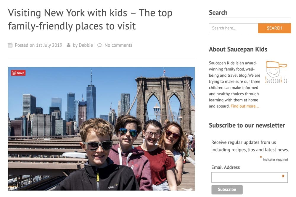 Saucepan Kids blog on Visiting New York with kids.