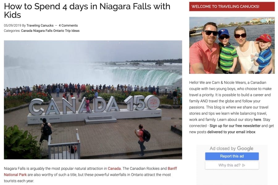 Traveling Canuck's 4 Days in Niagara Falls with kids, which is also one of best itineraries Niagara Falls kids. 