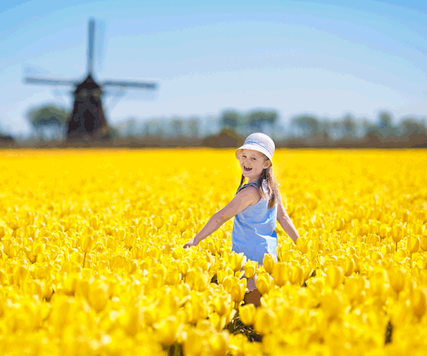Girl in a tulip field