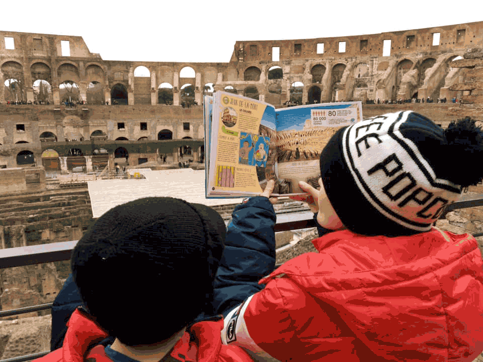 Kids in the Colosseum monuments around the world travel from home