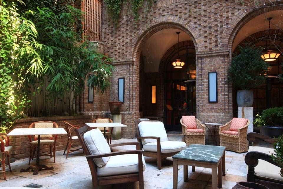 The entrance lobby to the Greenwich Hotel in Manhattan.