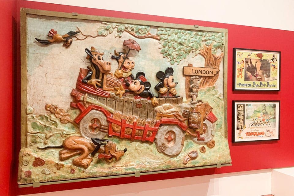 An original piece of art showcasing some of the original Mickey Mouse characters at The Walt Disney Family Museum.
