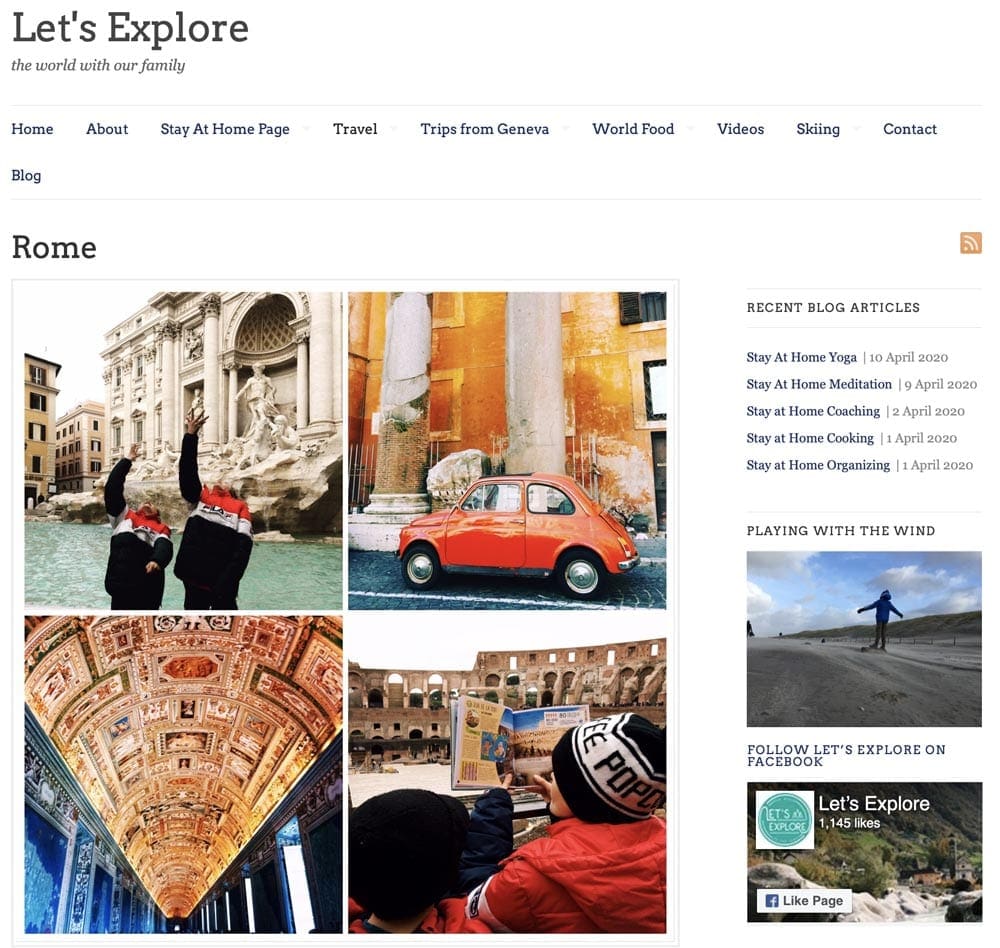 Screen grab of Let's Explore website-The Best Blogs on Visiting Rome with Kids