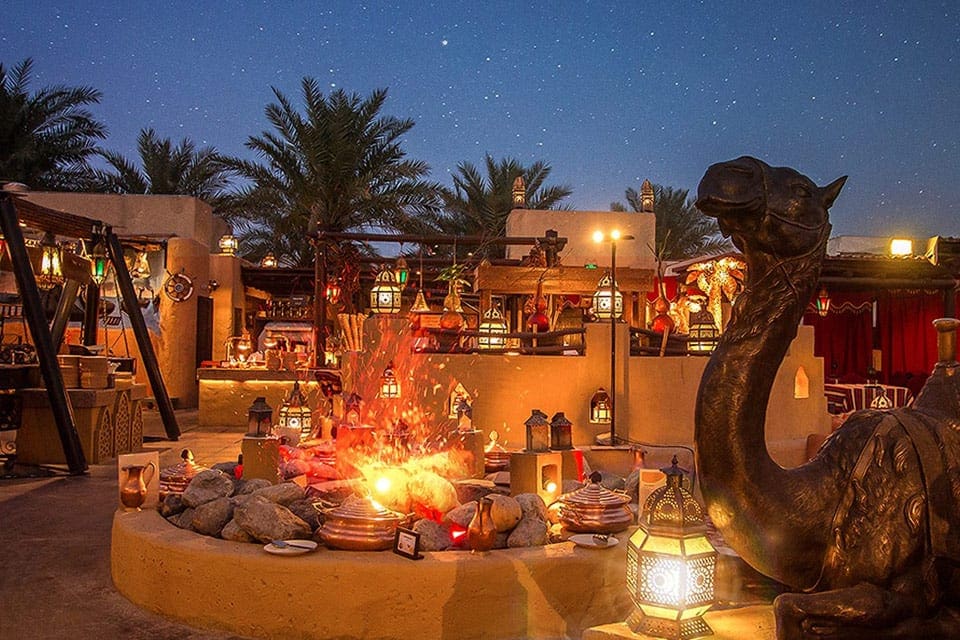 Festive buffet arrangement at the Bab Al Shams Desert Resort & Spa in Dubai.