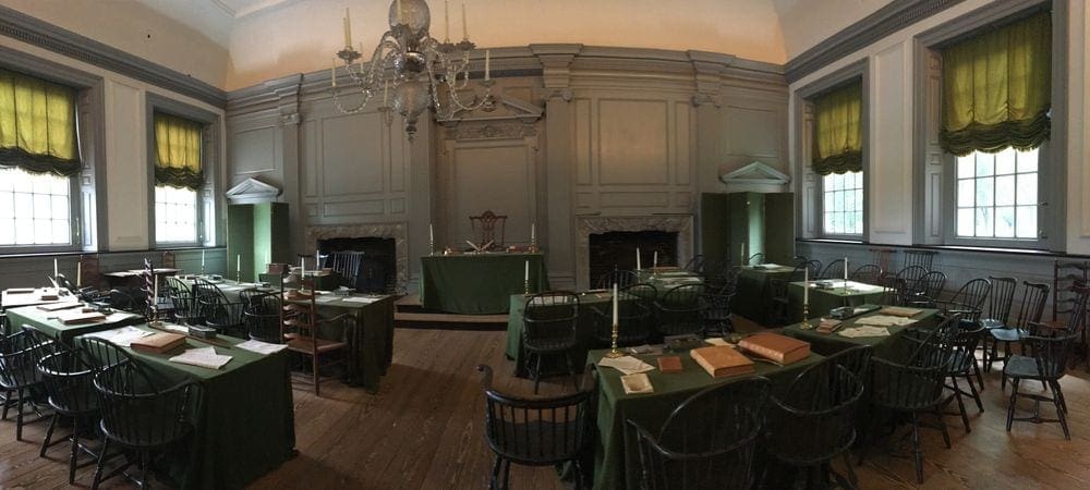 Inside Independence Hall in Philadelphia, one of the best places to celebrate fourth of July in the US for families.