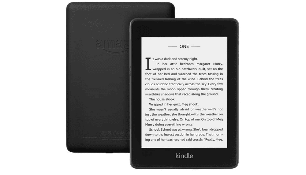 A product shot of a Paperweight Kindle, one of the best family travel gifts of the year.