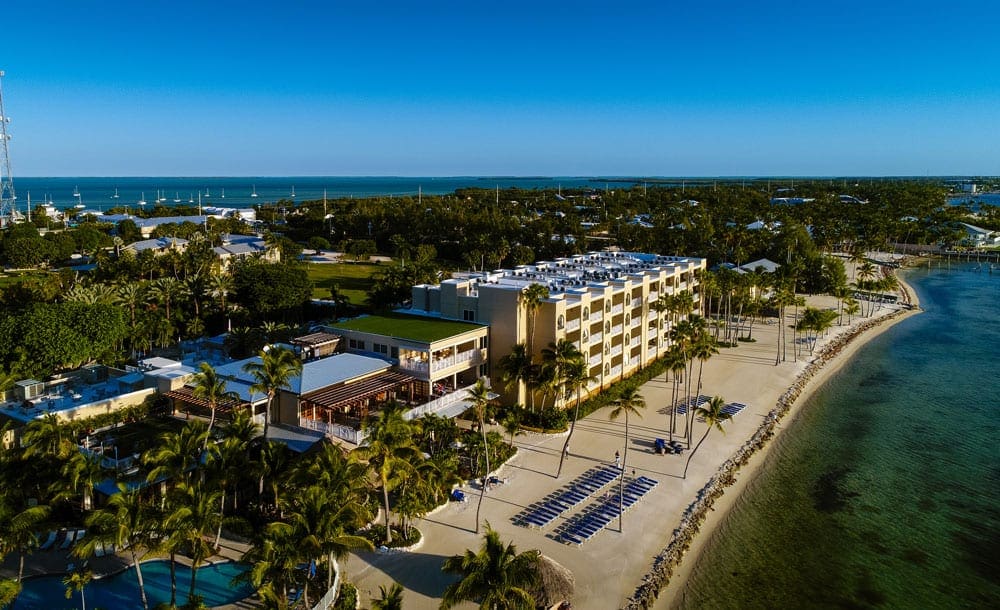 Aerial view of the beach at Cheeca Lodge & Spa, Islamorada, one of the best family hotels in Key West and the Florida Keys