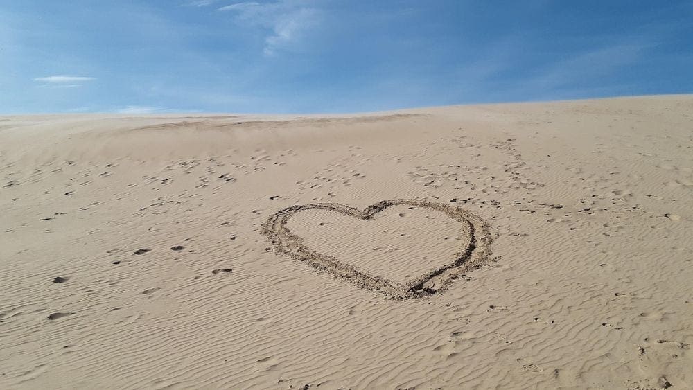 A heart in the Sand at Jockey's State Park in California.