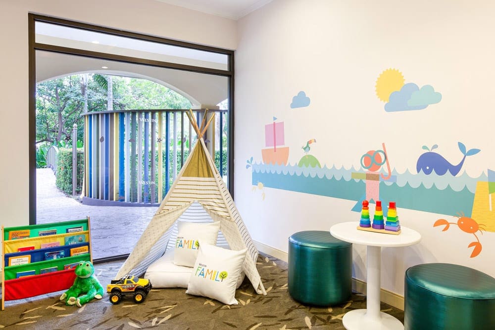 Inside the kids' club at The Westin Reserva Conchal, an All-Inclusive Golf Resort & Spa, featuring bright colors and fun toys.