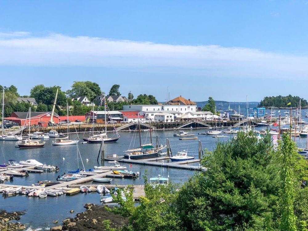 Several sail boats dot the marina near Camden, one of the best places to visit in Maine with kids.