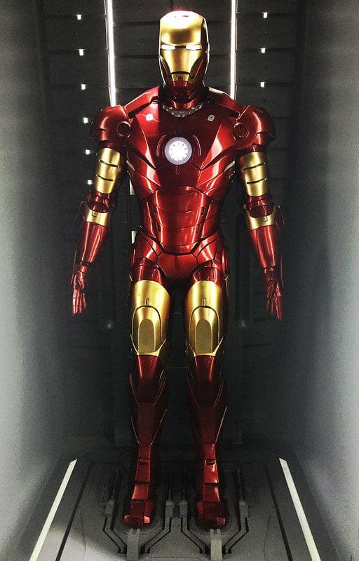 A close-up of a Marvel costume at Marvel Avengers S.T.A.T.I.O.N.
