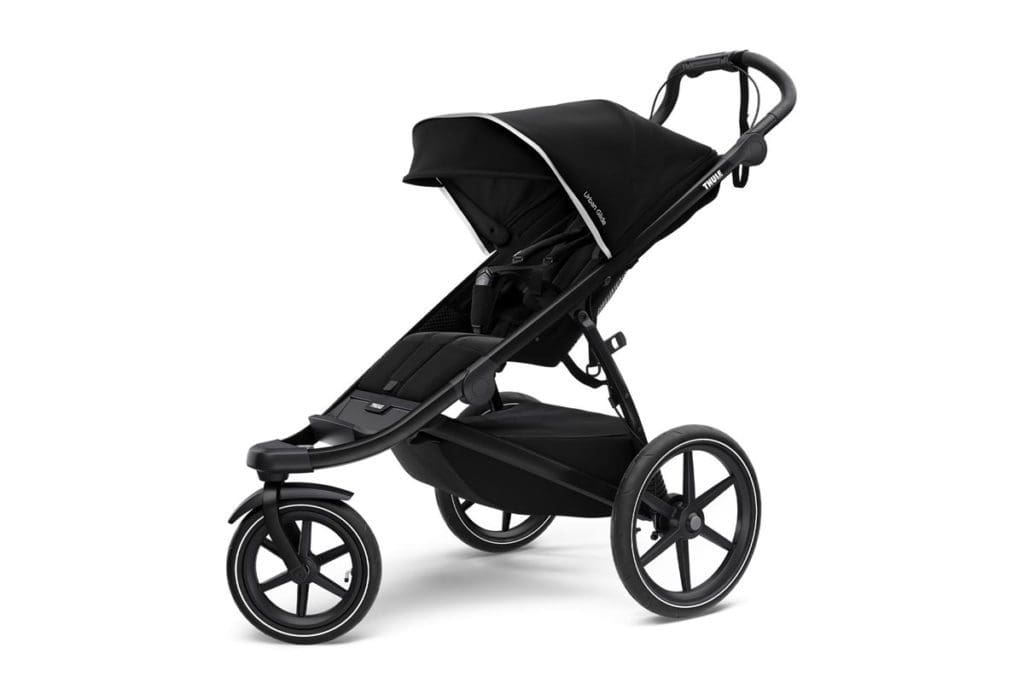 A product shot of a black Thule Urban Glide 2 Stroller.