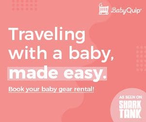 Pink banner Traveling with the baby Babyquip