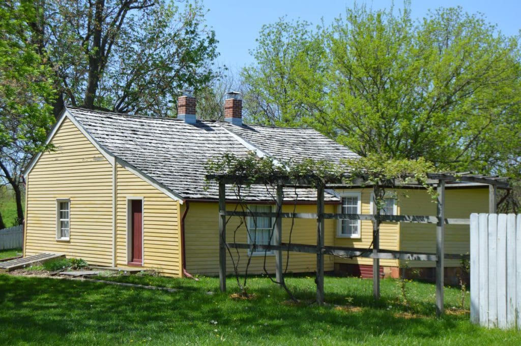 Rear and eastern side of the Trobaugh-Good House, located at the Rock Springs Conservation Area southwest of Decatur, one of the best places to visit in Southern Illinois for families.