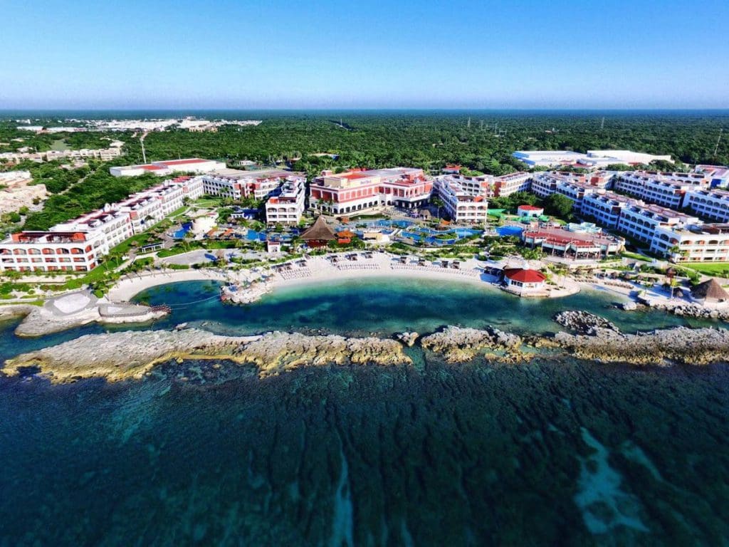An aerial view of the vast Hard Rock Riviera Maya property in Mexico.