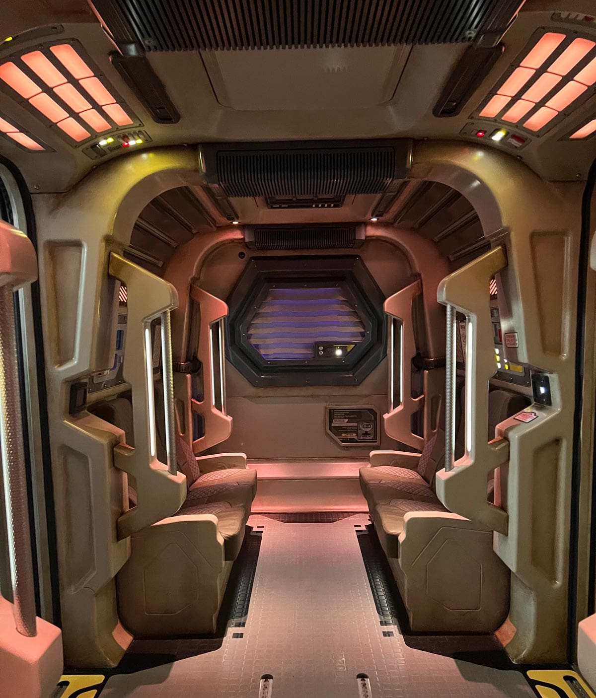 Inside of the ship hull at Star Wars Galactic Starcruiser.