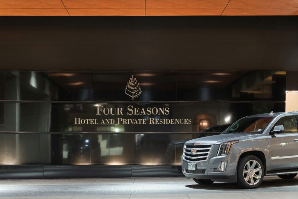 The entrance to Four Seasons Hotel Denver, one of the best Denver hotels for families.
