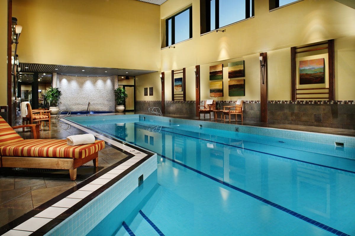 The indoor pool area at Hilton Denver Inverness.