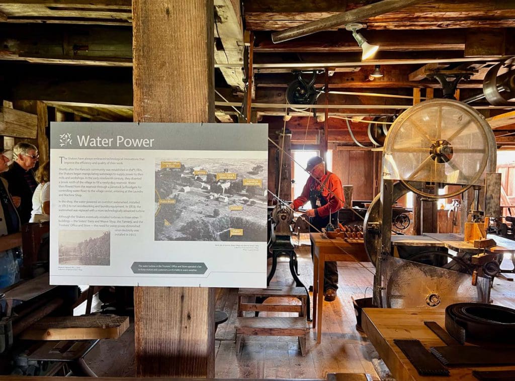 The water power exhibit inside Hancock Shaker Village near Pittsfield.