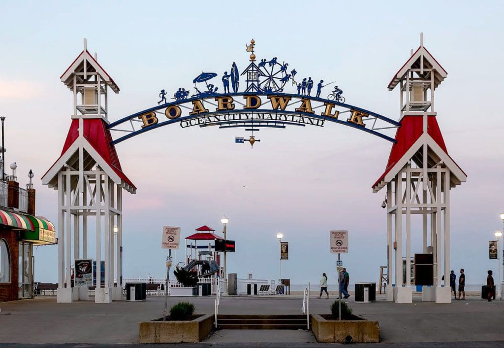 Entrance to the Ocean City Boardwalk at North Division Street, Ocean City, Maryland.