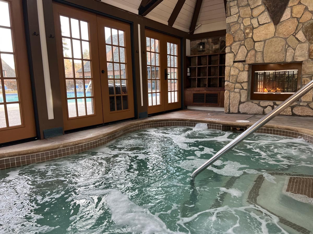 The indoor hot tub with outdoor views at UCLA Lake Arrowhead Lodge.