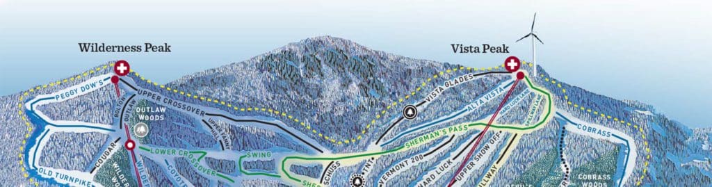 A ski trail map for Bolton Valley Resort.