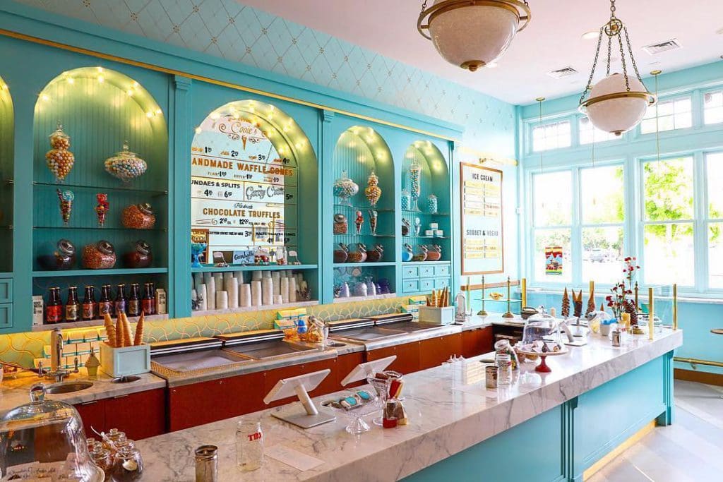 Inside the brightly lit and colorful Sweet Cooie’s Ice Cream and Confectionary.