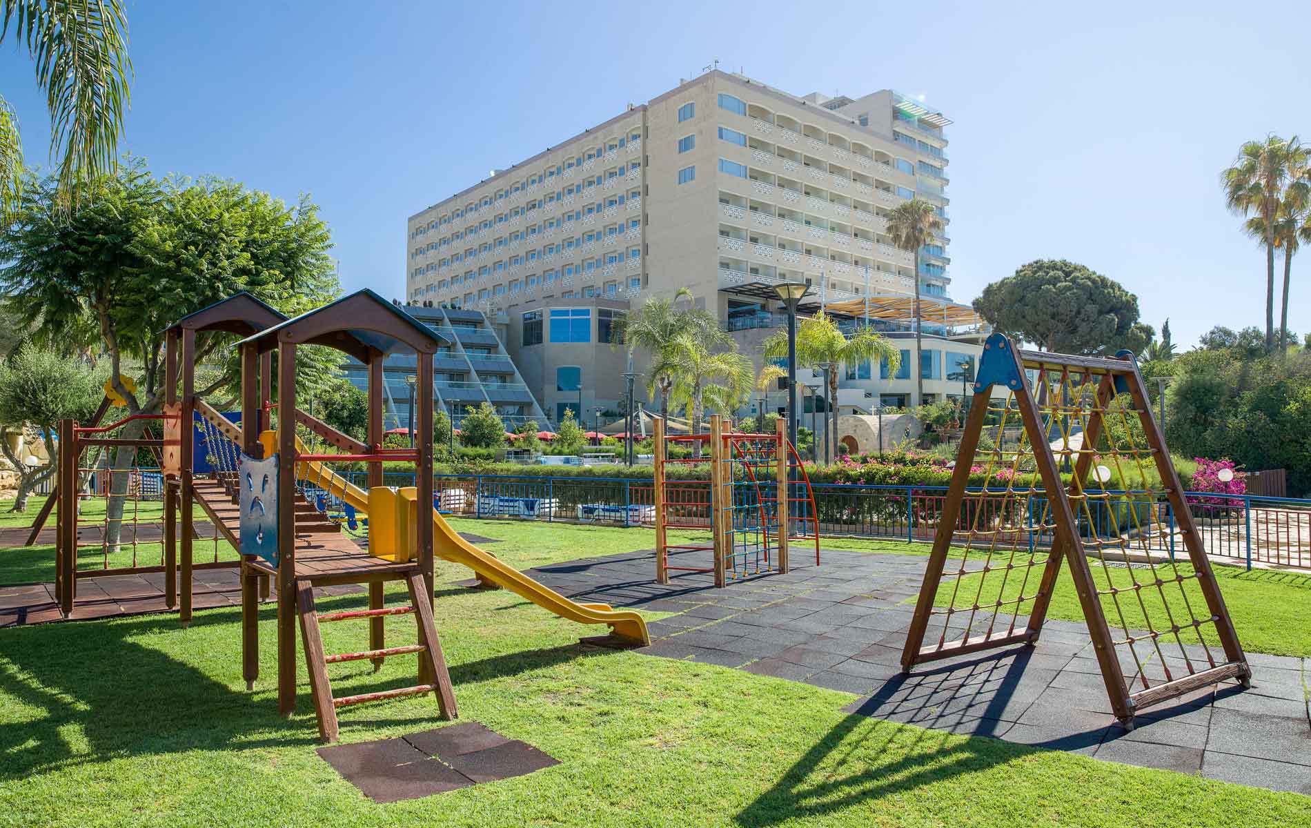 The kids' playground on-site at St Raphael Resort, one of the best all-inclusive resorts in Cyprus for families.