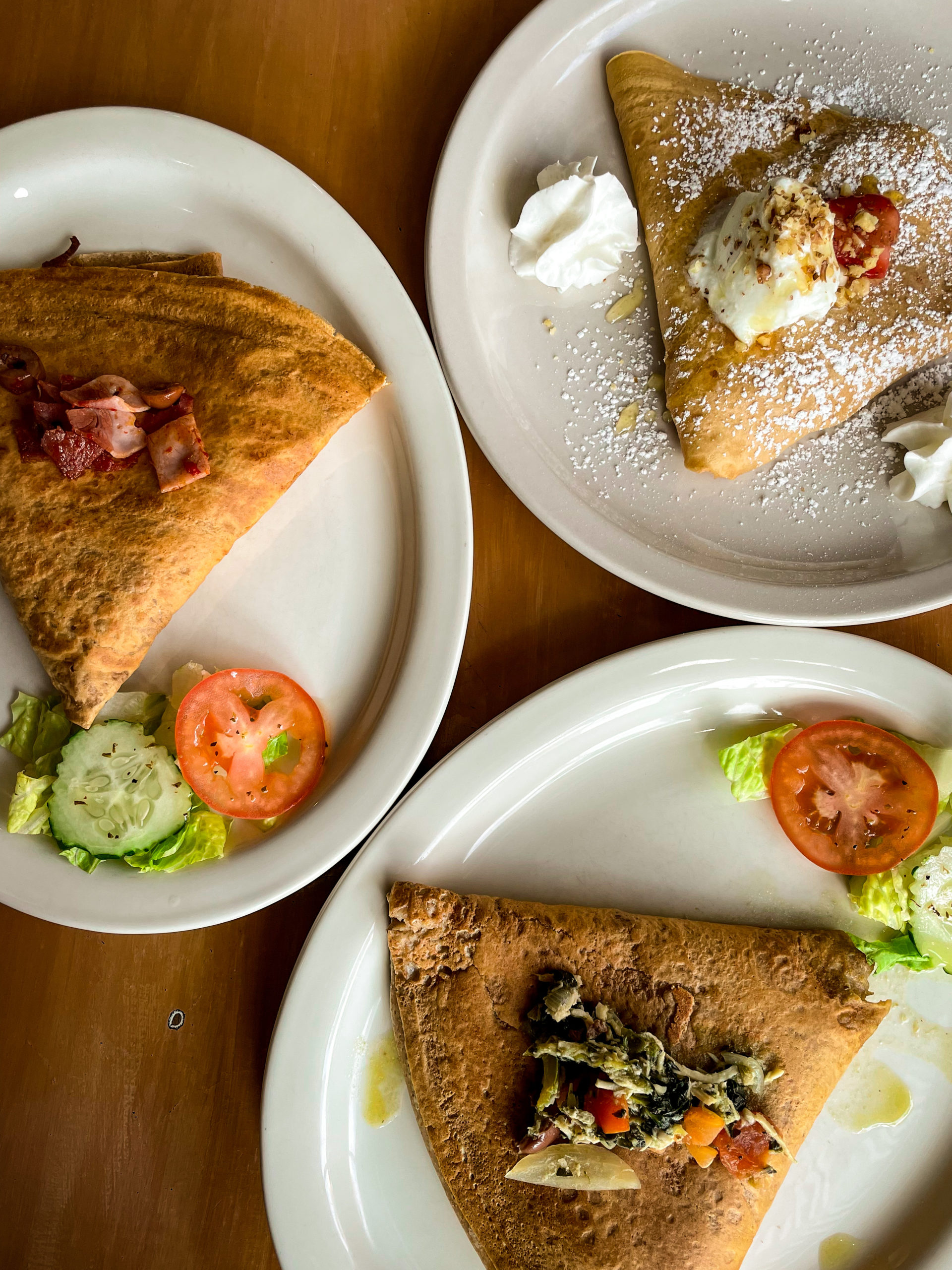 A breakfast spread of crepes from La Creperia Cafe in Ybor City.