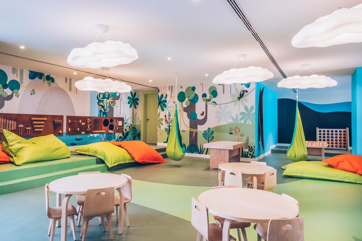 Inside the vibrant, nature-themed kids' club at Iberostar® Alcudia Park.