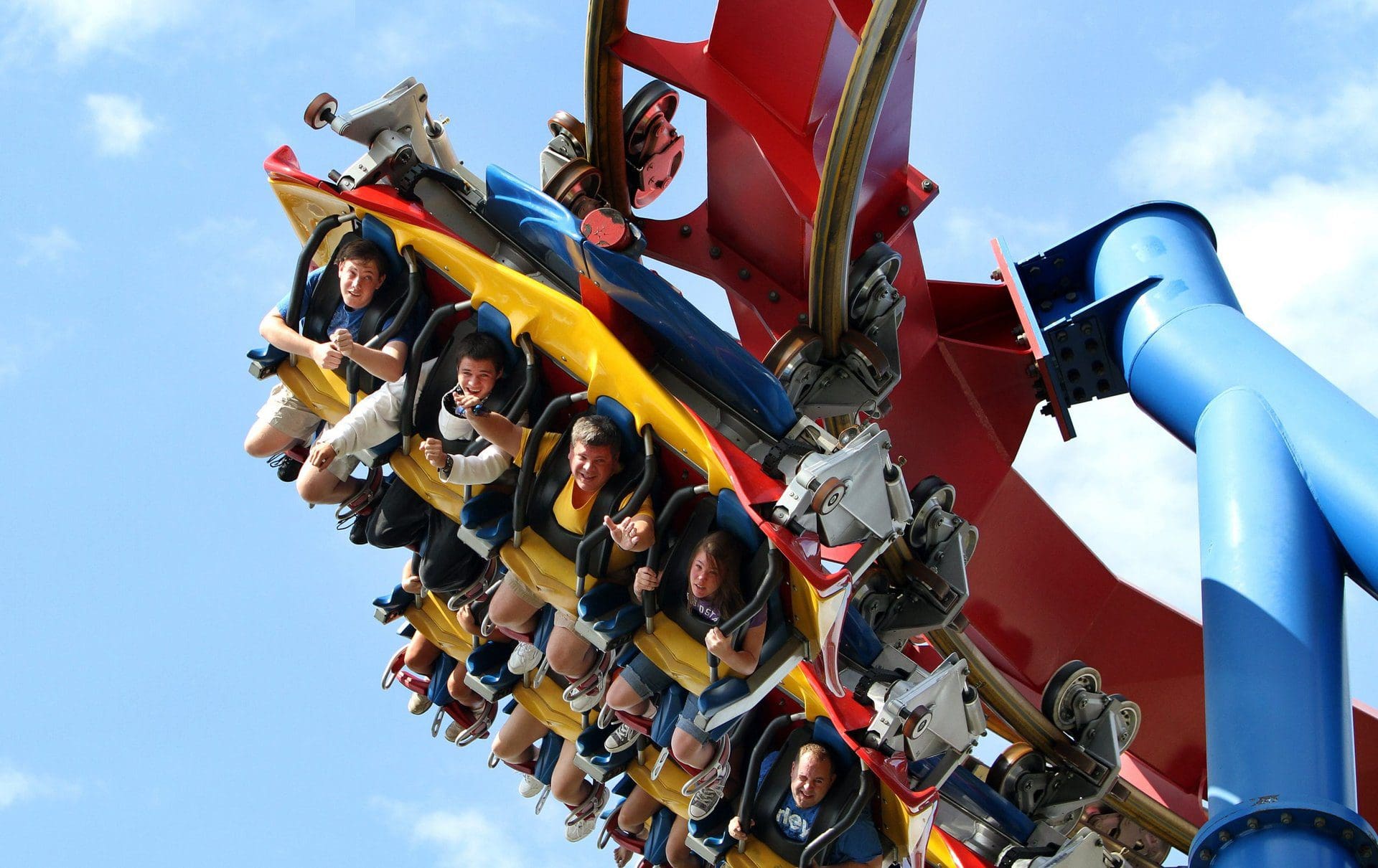 Guests on the superman ride at Six Flags Great America.