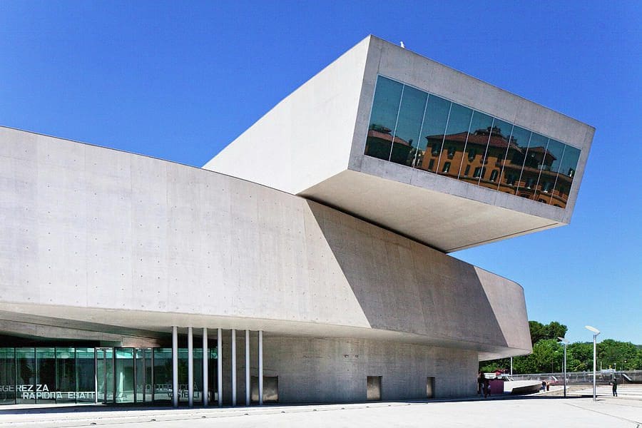 The entrance to MAXXI or the National Museum of 21st Century Art, one of the best museums in Rome with kids.