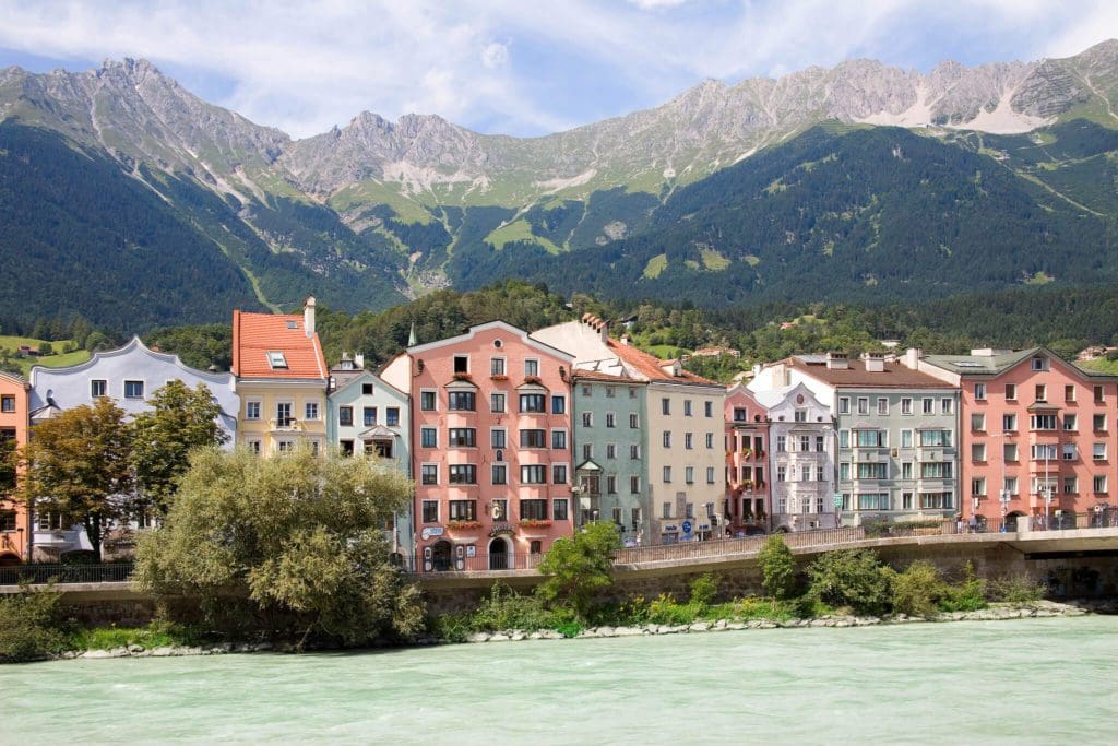 Hotel Mondschein, nestled along the water in Innsbruck.