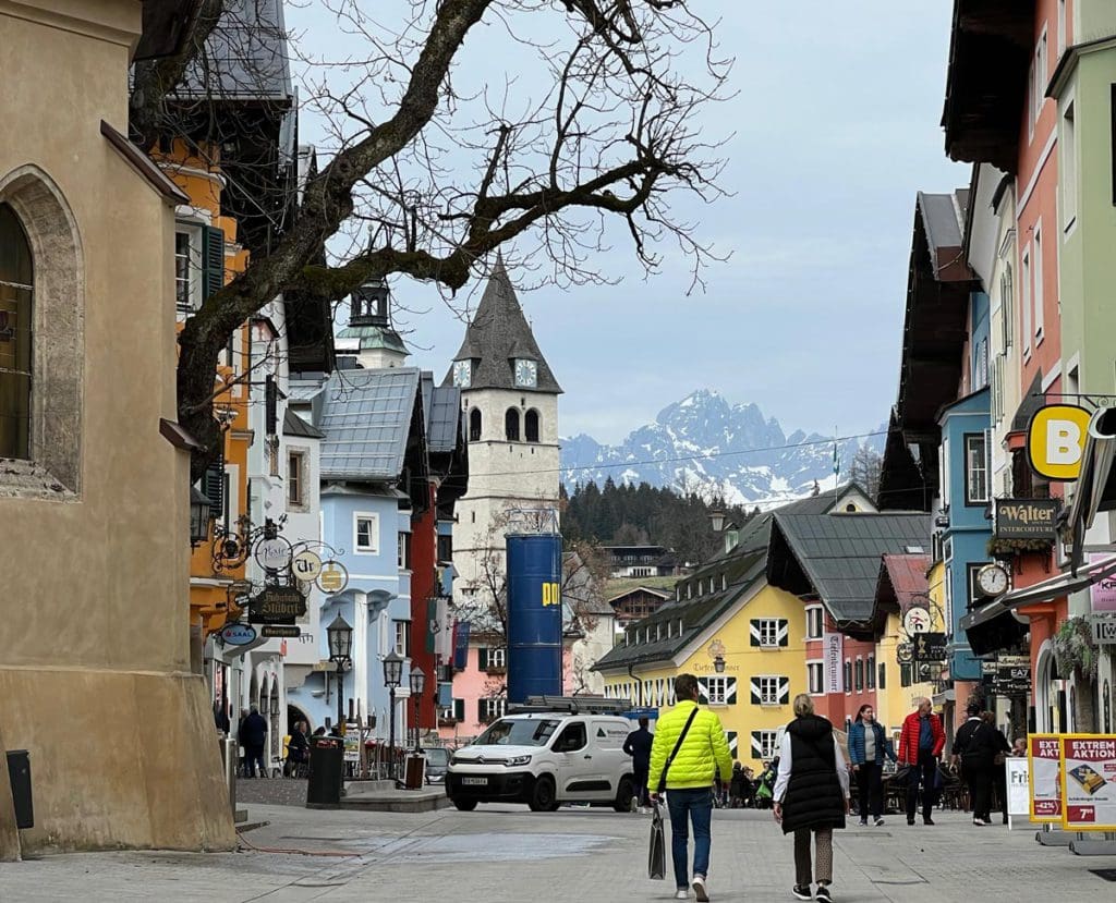 Downtown Kitzbühel on a lovely spring day.