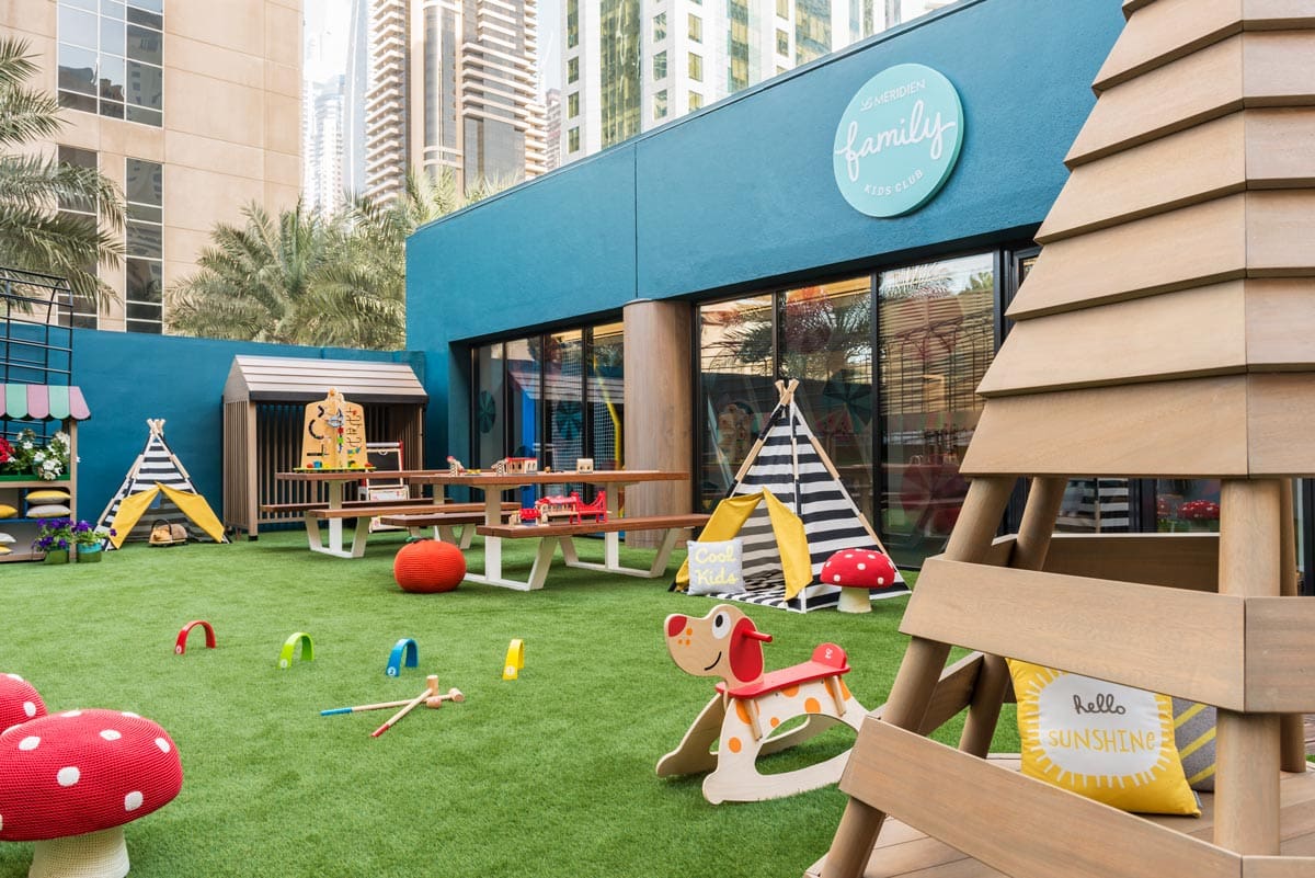 The colorful outdoor play area at the kids' club at Le Royal Méridien Beach Resort & Spa.