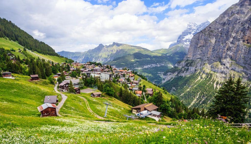 Murren Mountain village in the Lauterbrunnen Valley, a must stop on any Switzerland itinerary with kids.