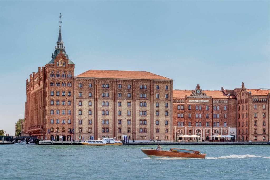 The exterior of Hilton Molino Stucky Venice, one of the best hotels in Venice for families.