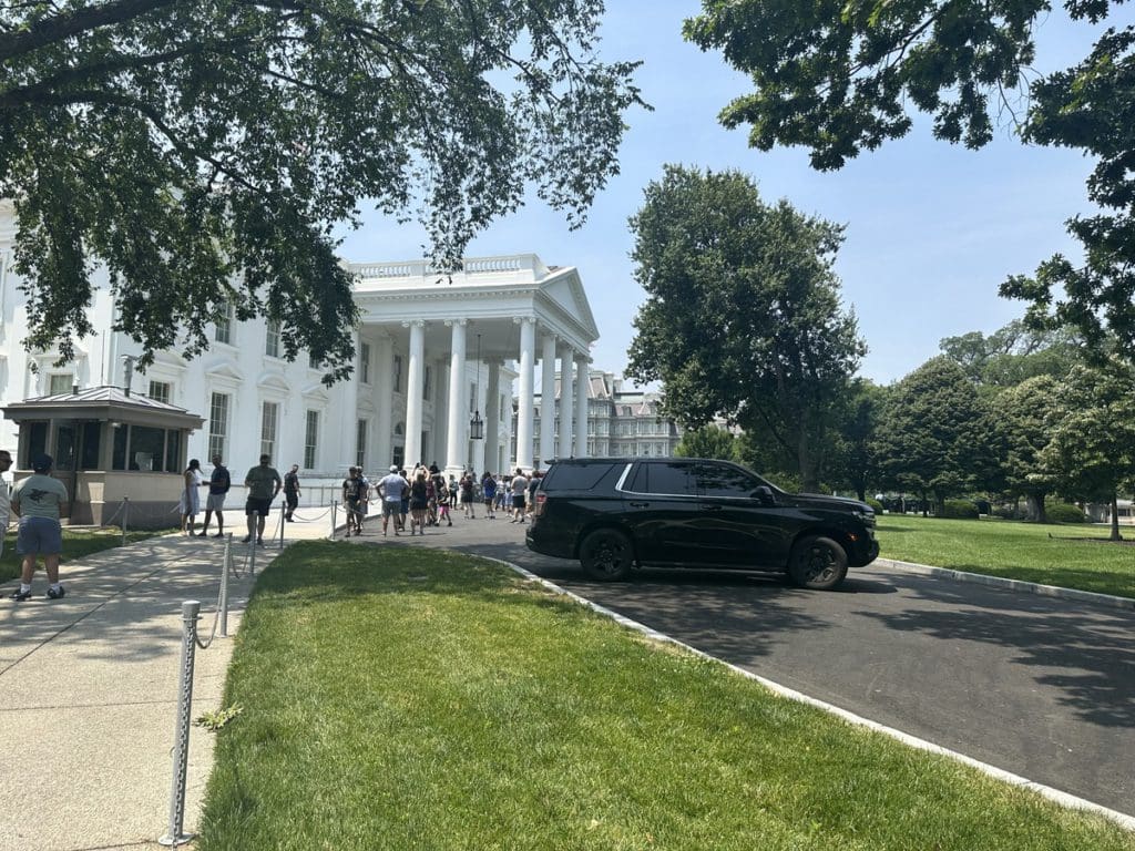 The entrance to the White House.
