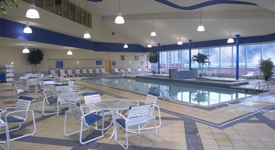 The indoor pool at Embassy Suites by Hilton Niagara Falls Fallsview.
