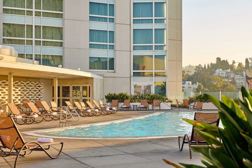 The lovely outdoor pool at Loews Hollywood Hotel.