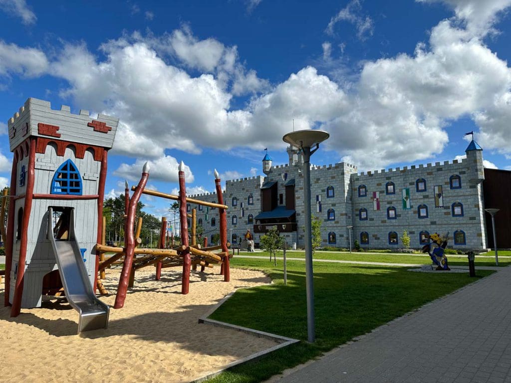 An outdoor playground at LEGO Castle Hotel.