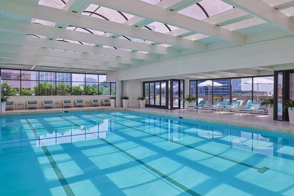 The indoor pool at The Whitley, a Luxury Collection Hotel, Atlanta Buckhead.