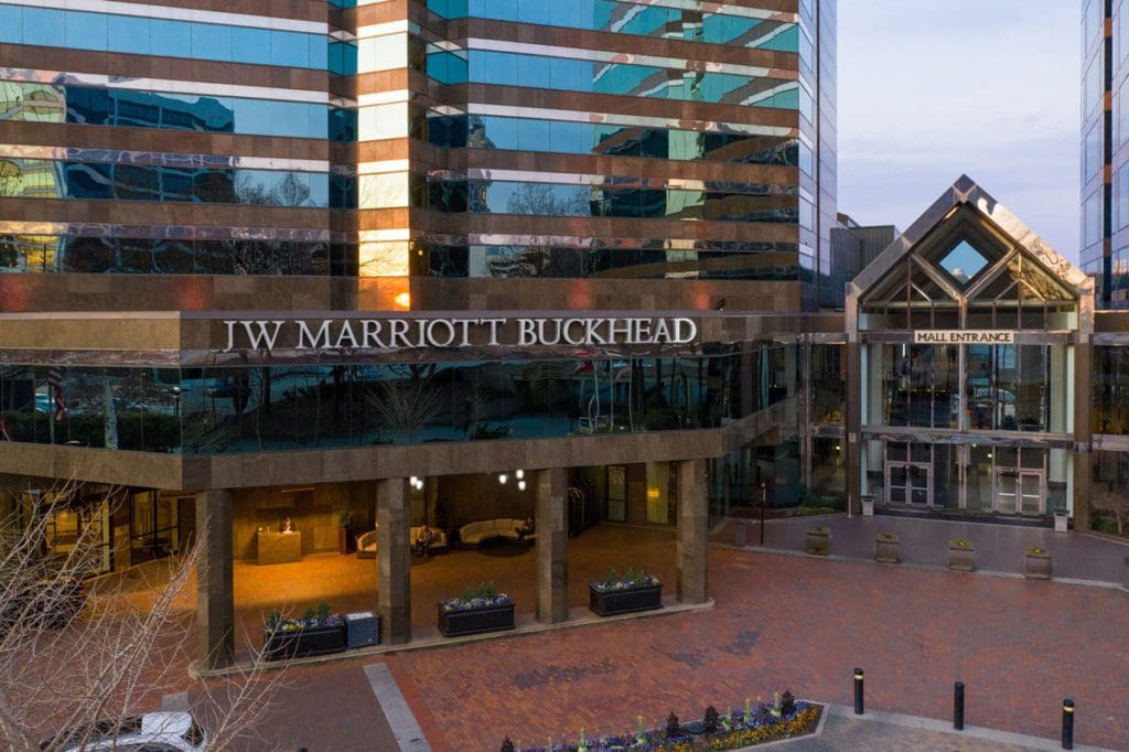 The exterior entrance to JW Marriott Atlanta Buckhead.