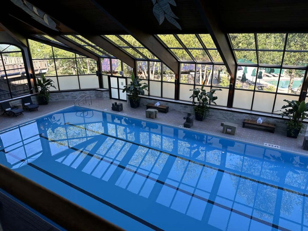 An indoor pool at the Wellness Center at Nemacolin.