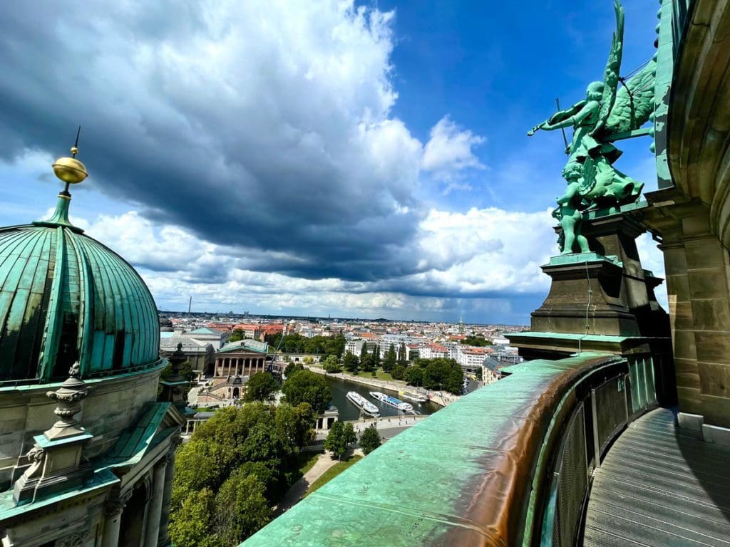 An aerial view of Berlin from Museum Island, a must on any Berlin itinerary with kids.